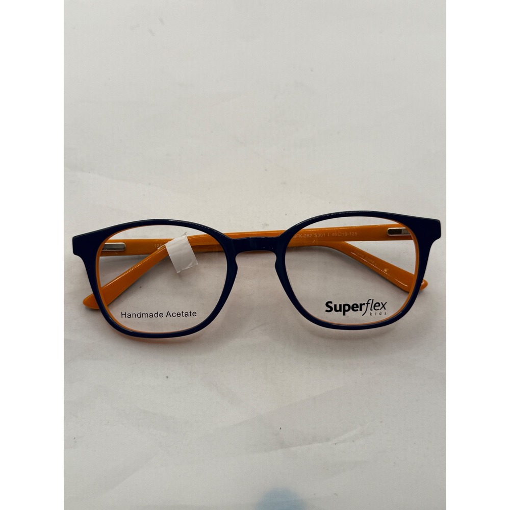 Superflex Kids Eyeglasses Handmade Acetate‎ Navy Blue Orange SFK-282 S301